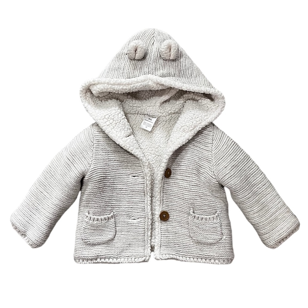 Baby Sherpa Cardigan Grey/Cream Size 9M
